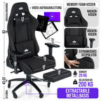 Ergonomischer Gaming Stuhl mit Stoffbezug und Fußstütze belastbar bis 150 Kilogramm