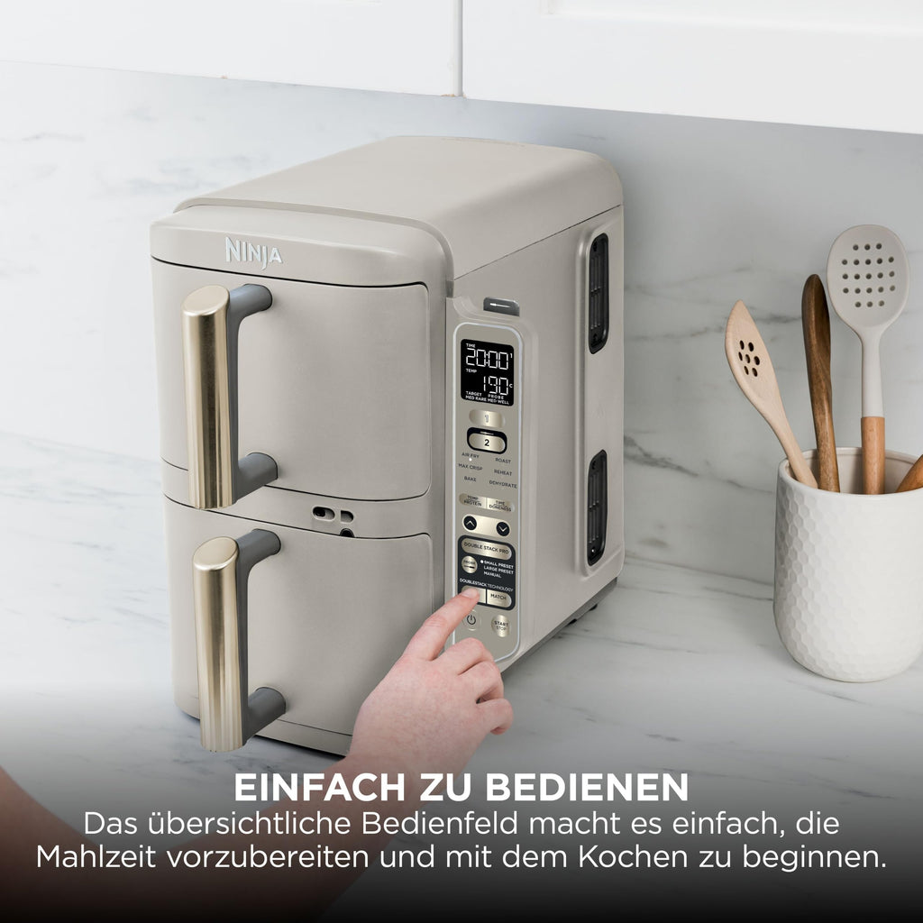 Multifunktionale Double Stack XL Heißluftfritteuse mit 6 Funktionen in Steingold SL451EUSD