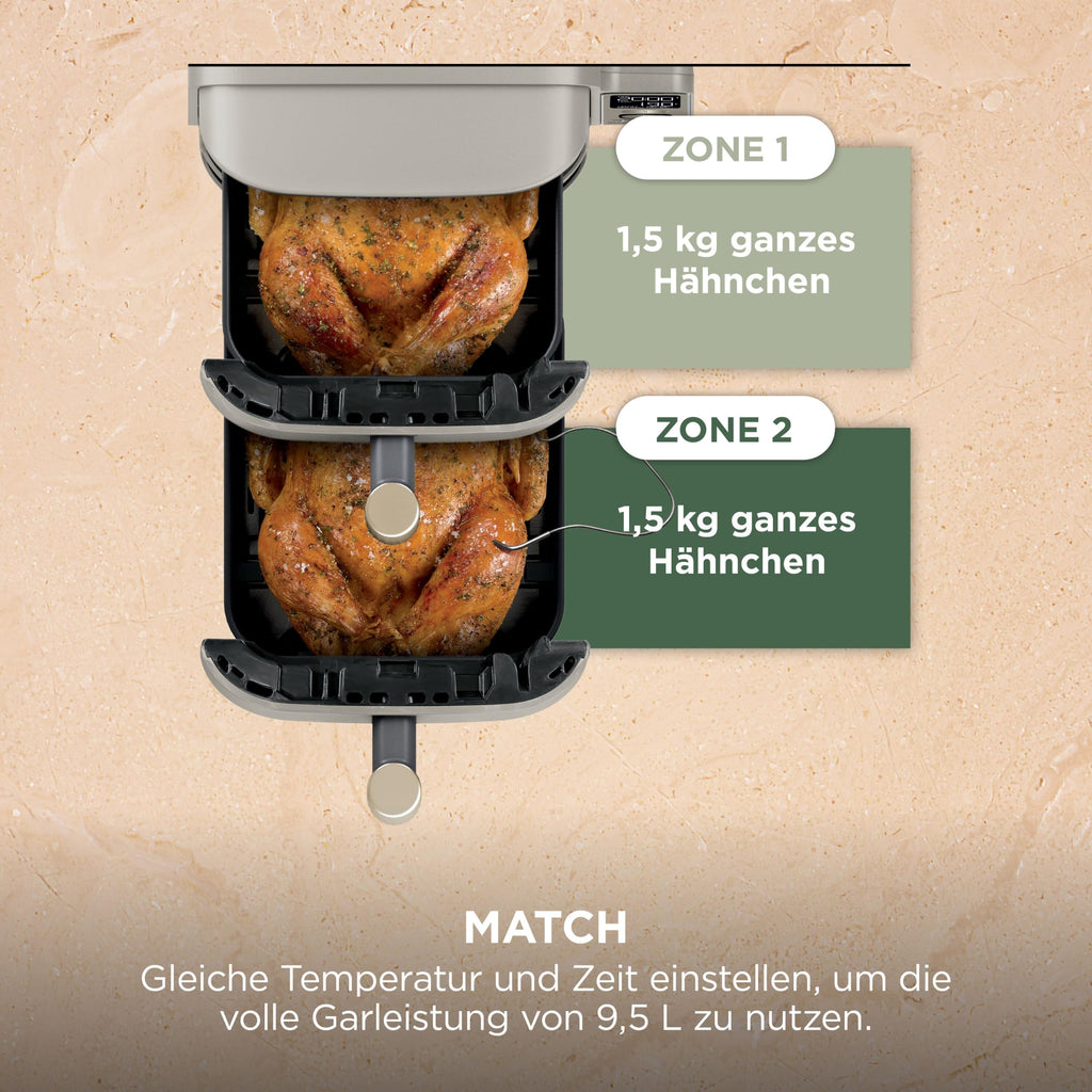 Multifunktionale Double Stack XL Heißluftfritteuse mit 6 Funktionen in Steingold SL451EUSD