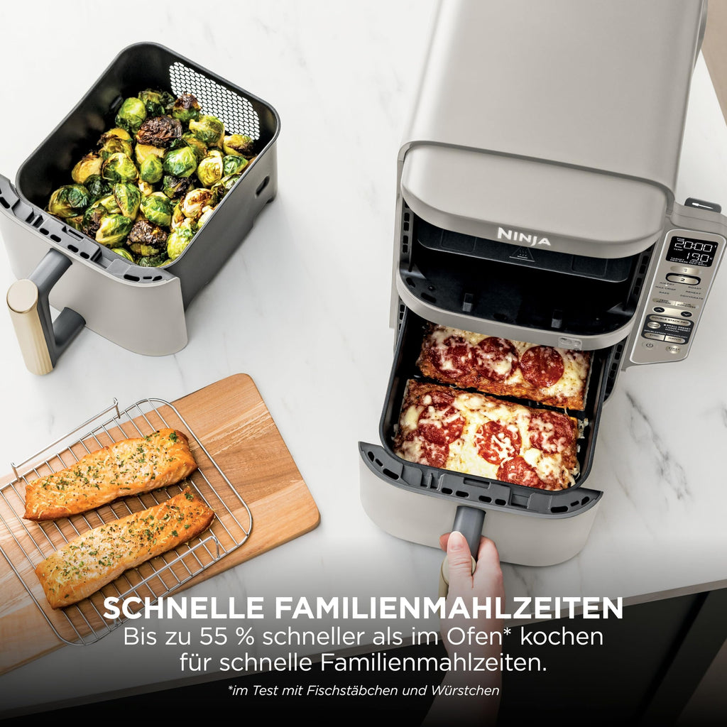 Multifunktionale Double Stack XL Heißluftfritteuse mit 6 Funktionen in Steingold SL451EUSD