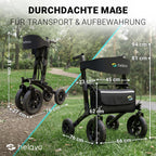Faltbarer Outdoor Rollator mit Luftbereifung für den Außenbereich als Gehhilfe und Mobilitätshilfe