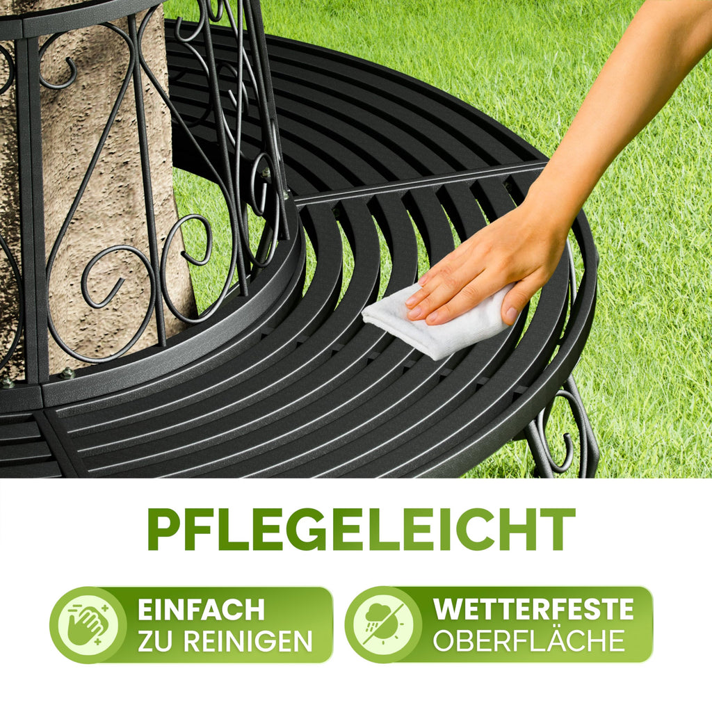 Gartenbank 360 Grad Baumbank aus Metall wetterfest robust langlebig Sitzbank für den Außenbereich