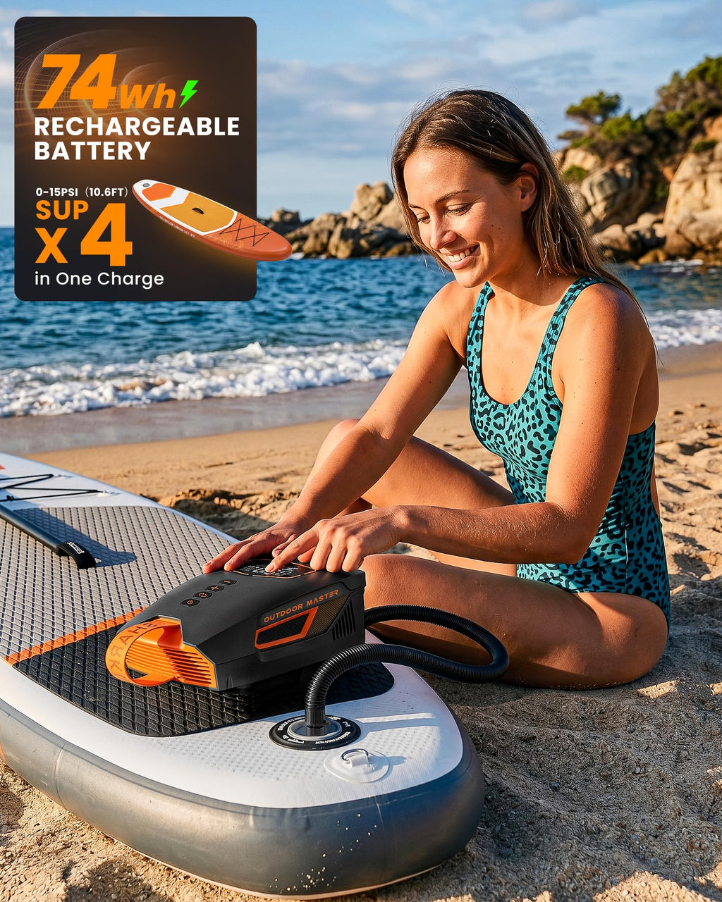 Shark 3 Mini 74Wh kabellose elektrische SUP Luftpumpe mit Akku tragbar schnelles Aufpumpen