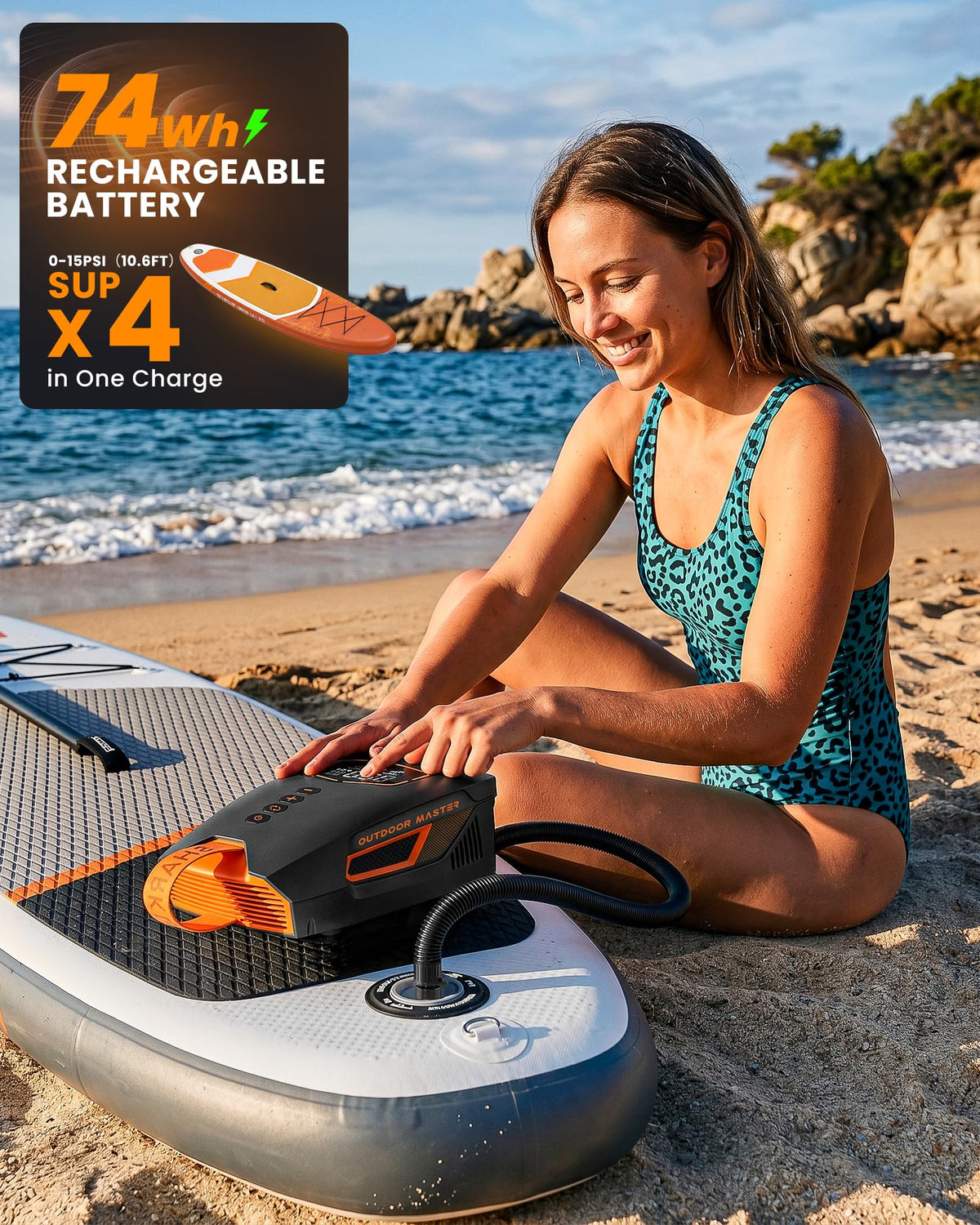 Shark 3 Mini 74Wh kabellose elektrische SUP Luftpumpe mit Akku tragbar schnelles Aufpumpen