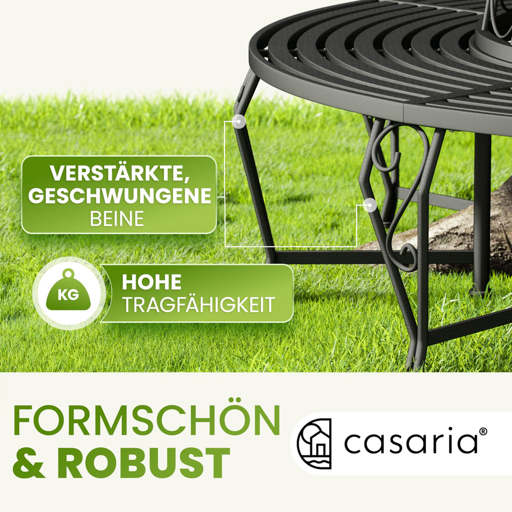 Gartenbank 360 Grad Baumbank aus Metall wetterfest robust langlebig Sitzbank für den Außenbereich