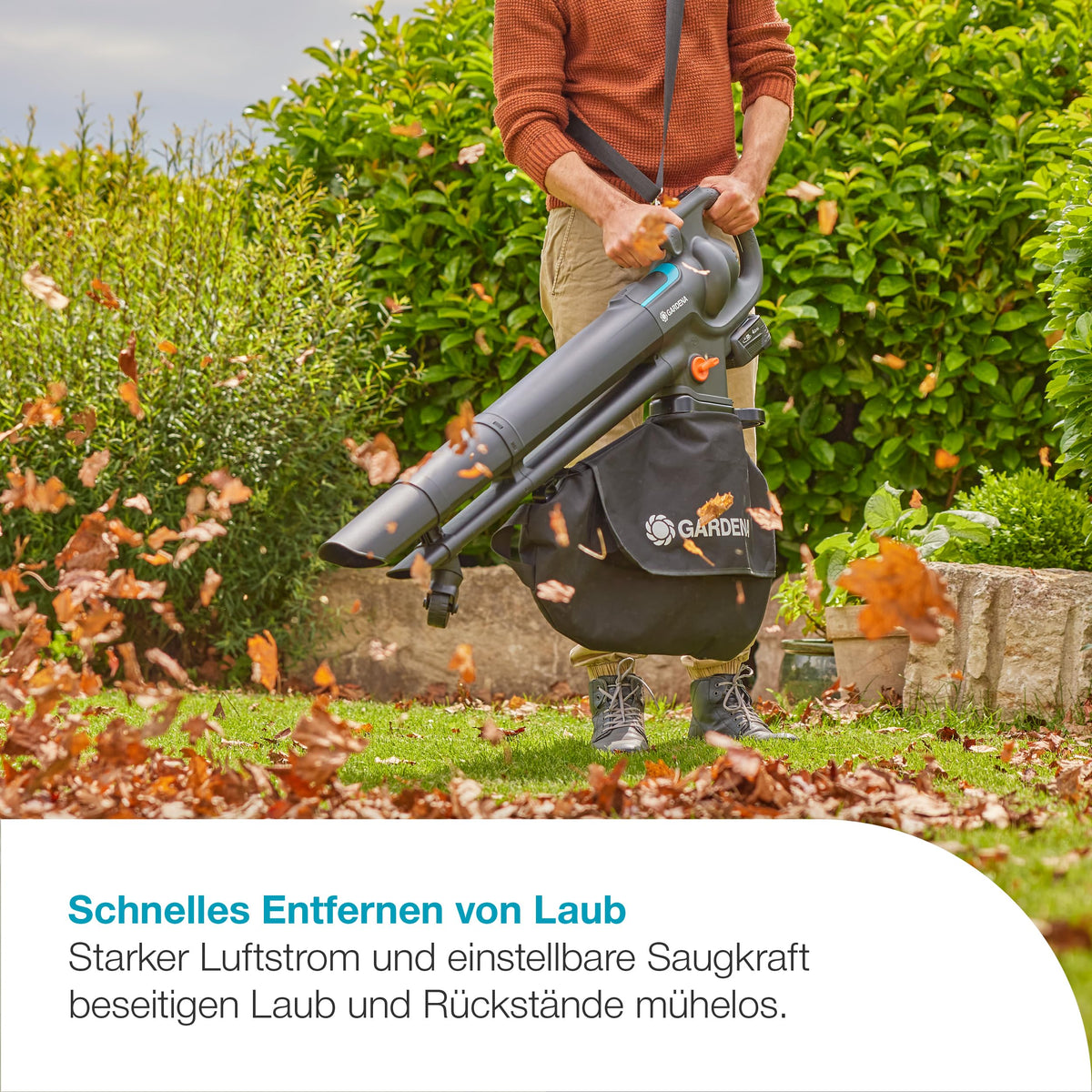 Akku Laubsauger Bläser PowerJet 18V P4A Solo starker Luftstrom schneller Moduswechsel Fangsack 14895 55 Black