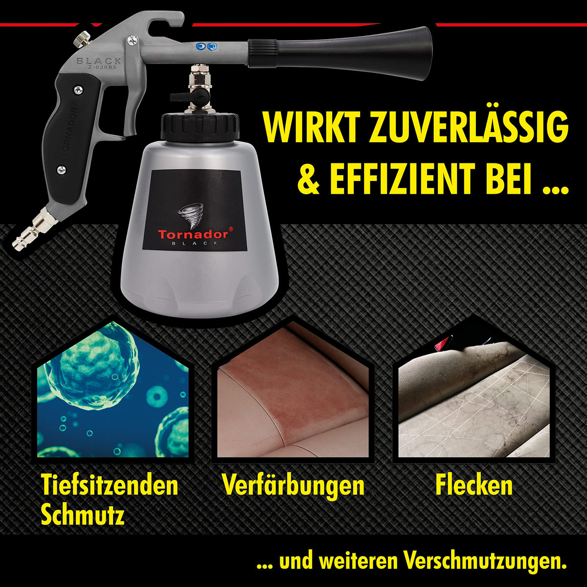 Tornador Black Z020RS Reinigungsset 2x5L Reiniger für Polster Textil Kunststoff Leder plus Mikrofasertücher