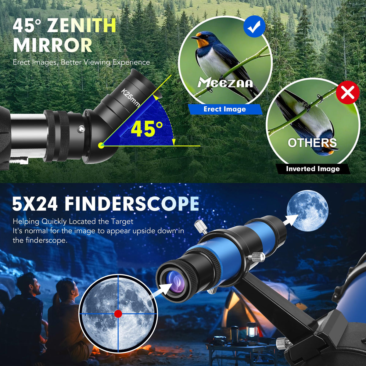 Astronomisches Refraktorteleskop 90mm Blende 800mm AZ Mount für Erwachsene und Kinder Anfänger mit Stativ