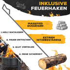 Feuerschale mit Grillrost Ø65cm kaltveredelter Stahl 0,6mm mobil für Holz und Kohle inkl. Feuerhaken
