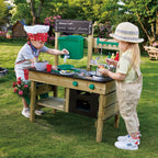 Nature Fun Outdoor Spielküche mit Zubehör aus Holz und pflanzlichem Kunststoff, Matschküche ab 3 Jahren