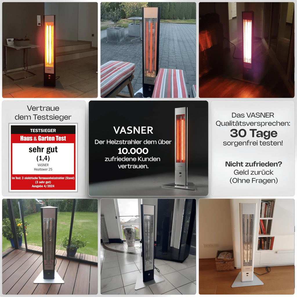 HeatTower Infrarot Standheizstrahler 2500 Watt 4 Heizstufen mit Fernbedienung für Terrasse Outdoor elektrisch