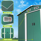 XL Metall Gerätehaus 4,2m³ mit Fundament 195x131x186cm 2x Schiebetür Satteldach Arbeitshandschuhe Grün