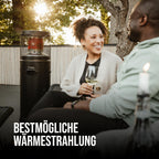 Gas Terrassenheizer Polo Black 2.0 stufenlos regulierbar Reflektionssystem Transporträder Umkippsicherung