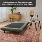 Schlafsessel Grün Cordstoff Liegefläche 193x108 cm Sitzhöhe 42 cm Relax und Schlaffunktion inkl. Nierenkissen