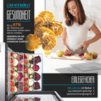 Dörrautomat aus Edelstahl mit 12 Edelstahltabletts, 800 W, 30 bis 90°C, 10000 cm², für Obst, Fleisch, Pilze