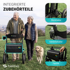 Faltbarer Outdoor Rollator mit Luftbereifung für den Außenbereich als Gehhilfe und Mobilitätshilfe