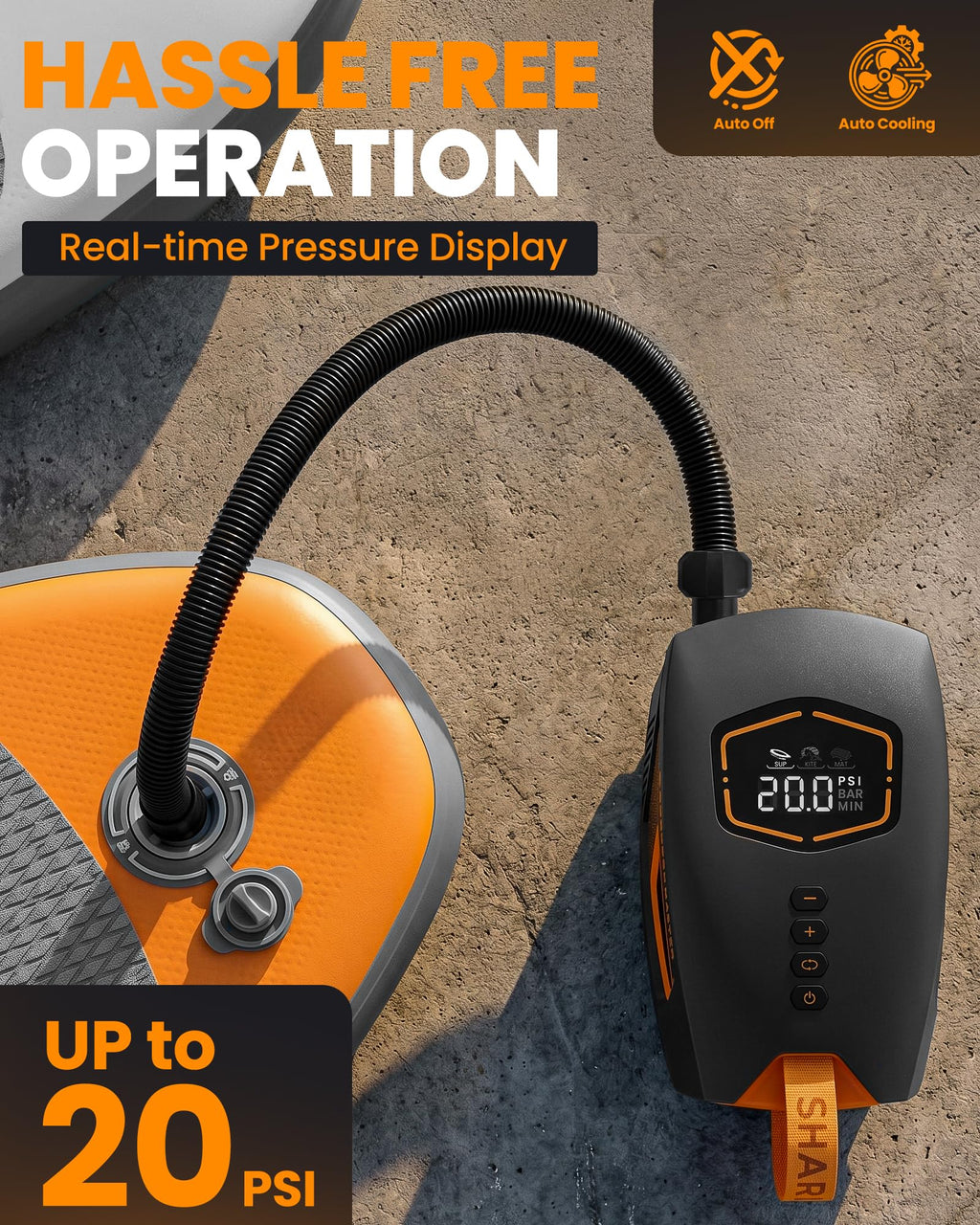 Shark 3 Mini 74Wh kabellose elektrische SUP Luftpumpe mit Akku tragbar schnelles Aufpumpen