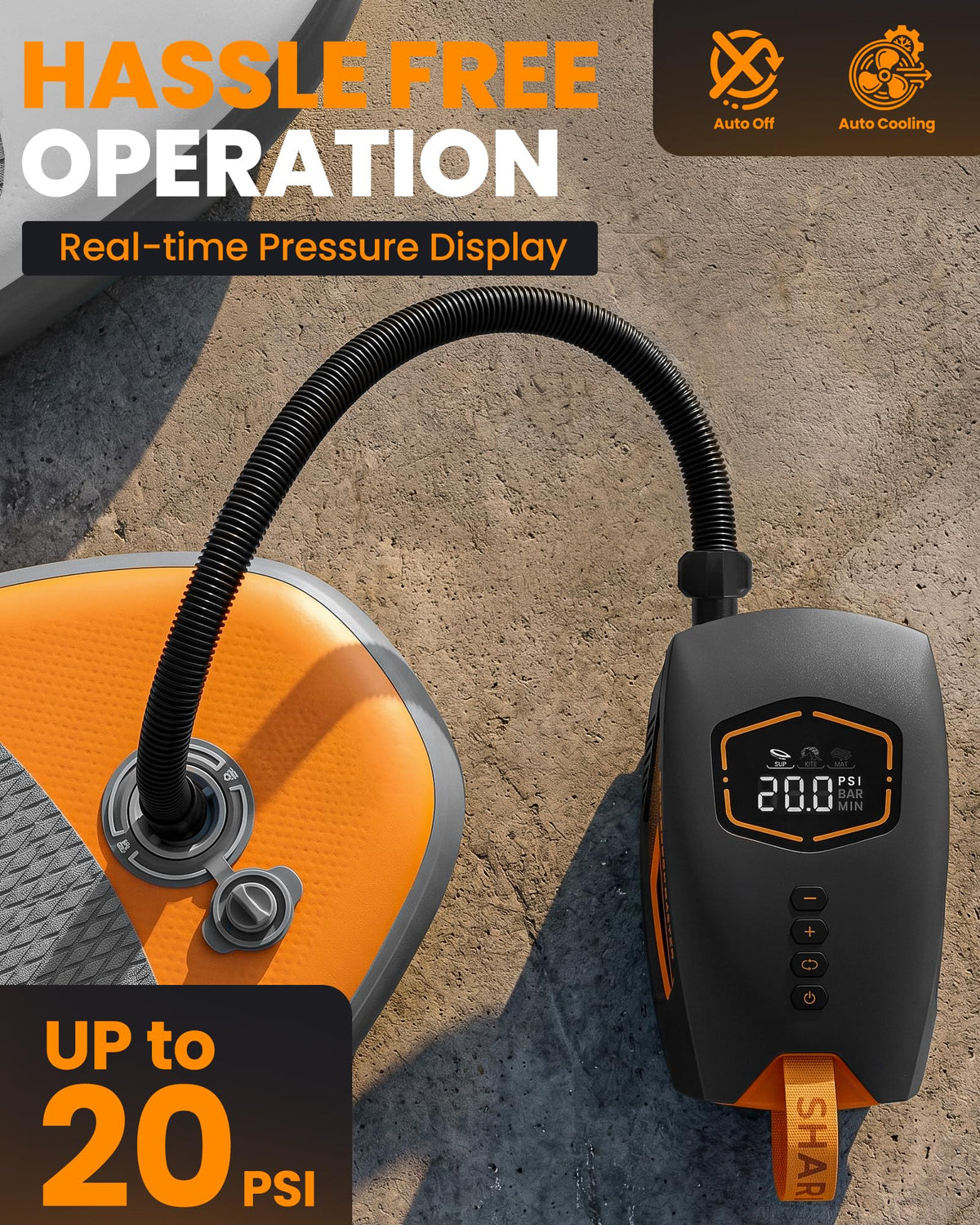 Shark 3 Mini 74Wh kabellose elektrische SUP Luftpumpe mit Akku tragbar schnelles Aufpumpen