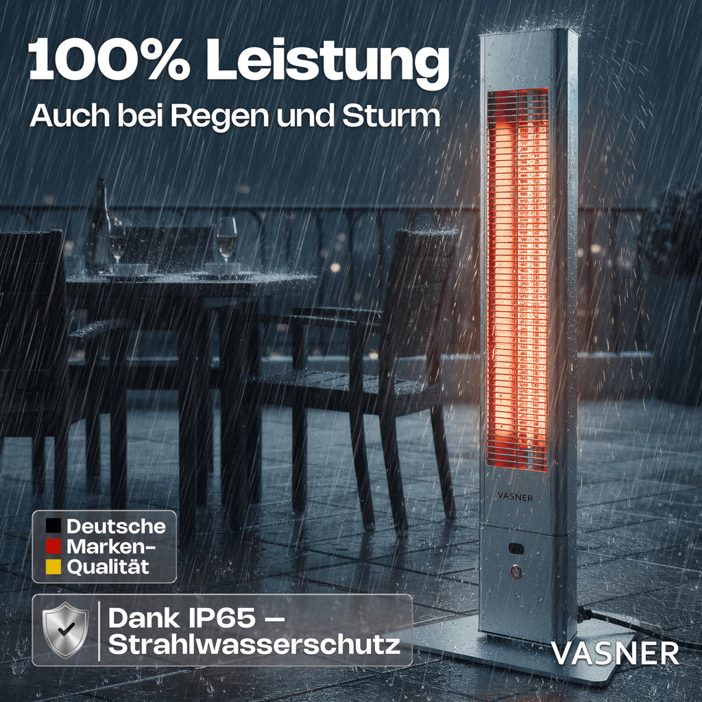HeatTower Infrarot Standheizstrahler 2500 Watt 4 Heizstufen mit Fernbedienung für Terrasse Outdoor elektrisch