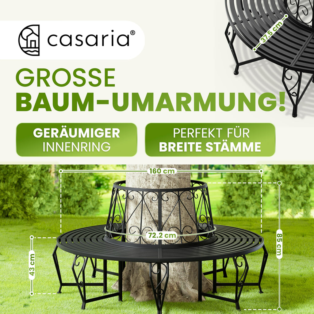 Gartenbank 360 Grad Baumbank aus Metall wetterfest robust langlebig Sitzbank für den Außenbereich