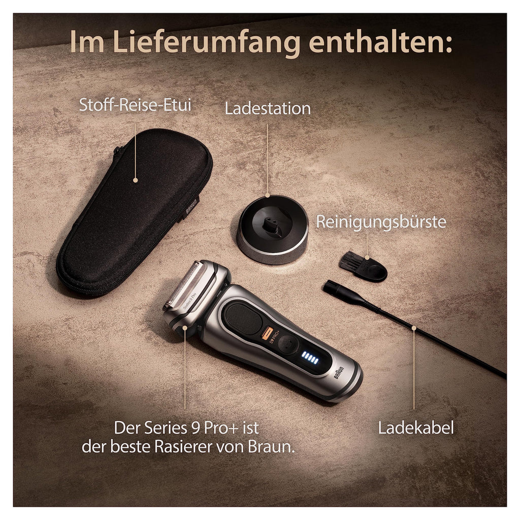 Elektrischer Herrenrasierer Series 9 Pro Plus 9517s Silber wasserdicht mit Reiseetui und Reinigungsstation