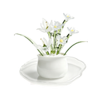 Glasblumentopf-Set, Miniatur künstliche Pflanze, Schreibtischdekoration, Weiß