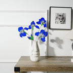 Blaue Iris Glasmalereiblumen 4er Set, Kunstblumen 45cm