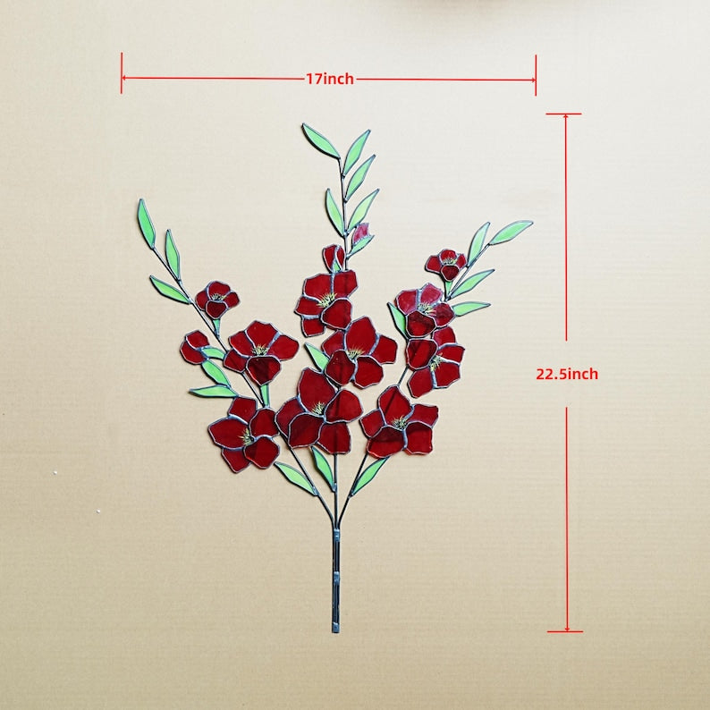 Gladiolen Blumendekor, Boho Garten-Kunst, 57 x 43 cm