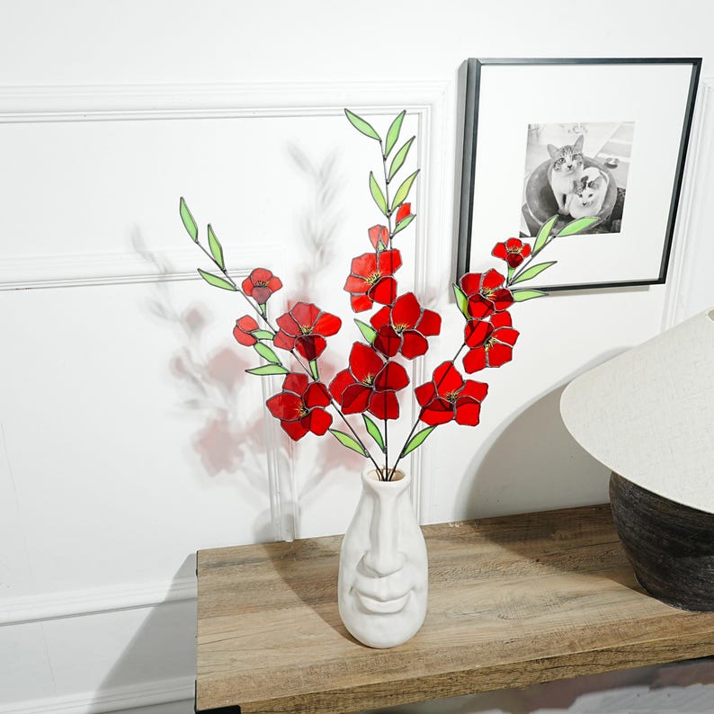 Gladiolen Blumendekor, Boho Garten-Kunst, 57 x 43 cm