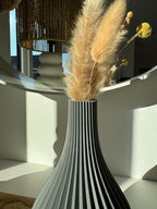 3D-gedruckte Vase mit gerillter Struktur - Moderne Blumenvase, PLA, verdrehtes Design