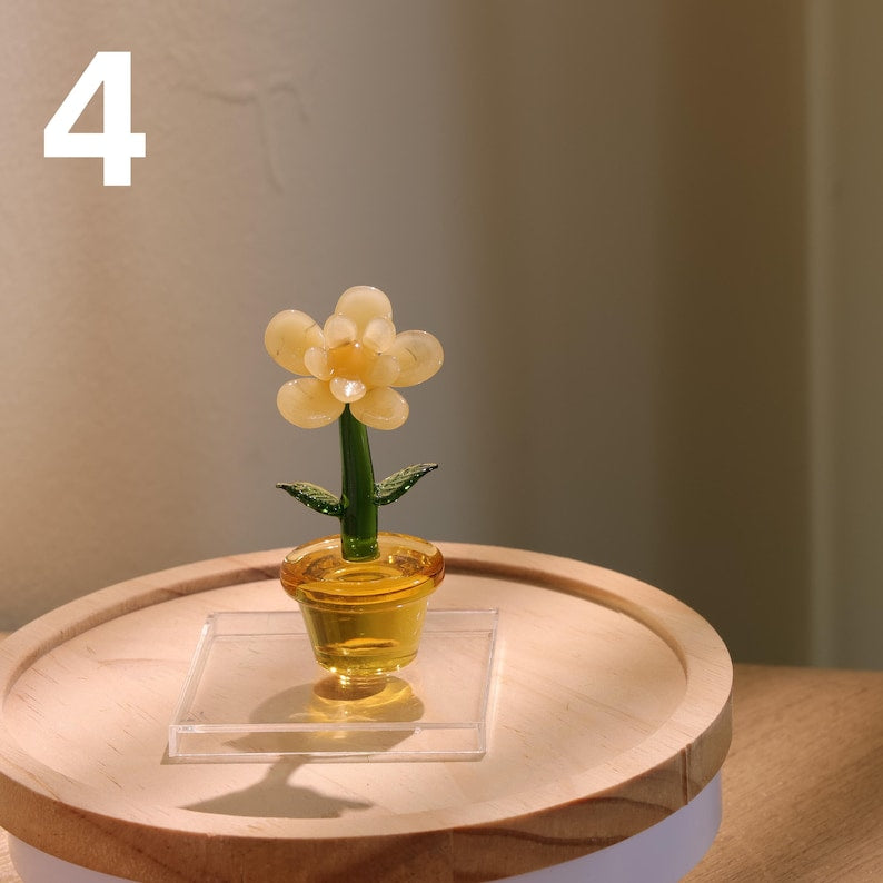 Glasblumenfigur Handgefertigte Glaspflanze Mundgeblasene Frühlingsblume