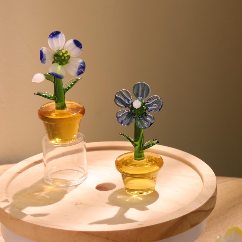 Glasblumenfigur Handgefertigte Glaspflanze Mundgeblasene Frühlingsblume