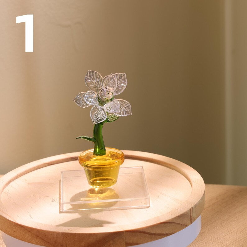 Mundgeblasene Glasblumenskulptur, Frühlingsblume, Wohnkultur