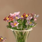 Mundgeblasene Glasblumenskulptur, Frühlingsblume, lila, Wohnkultur