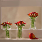 Glasblumenskulptur, mundgeblasene Frühlingsblume, rote Glasblumen, Wohnkultur