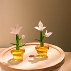Glasblumenfigur, mundgeblasene Frühlingsblume, Buntglasstrauß, Wohnkultur