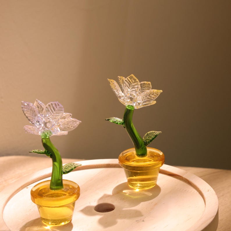 Mundgeblasene Glasblumenskulptur, Frühlingsblume, Wohnkultur