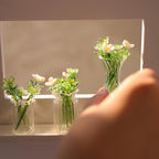 Glasblumenskulptur, mundgeblasene Frühlingsblume, Glasblumenstrauß, Wohnkultur, grüne Blumen