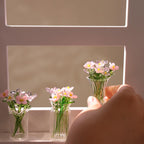 Mundgeblasene Glasblumenskulptur, Frühlingsblume, rosa Blumen, Wohnkultur