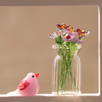 Mundgeblasene Glasblumenskulptur, Frühlingsblume, lila, Wohnkultur