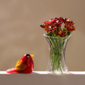 Glasblumenskulptur, mundgeblasene Frühlingsblume, rote Glasblumen, Wohnkultur