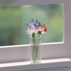 Gladiole, mundgeblasene Glasblume, Frühlingsmotiv, 6,35-7,62 cm groß, inklusive Glasvase.