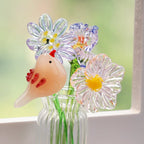 Glasblumen- und Vogelornamente, mundgeblasene Frühlingsblumen, Glassträuße