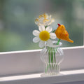 Glasblumen- und Vogelornamente, mundgeblasene Frühlingsblumen, Glassträuße