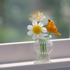 Glasblumen- und Vogelornamente, mundgeblasene Frühlingsblumen, Glassträuße