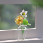 Glasblumen- und Vogelornamente, mundgeblasene Frühlingsblumen, Glassträuße