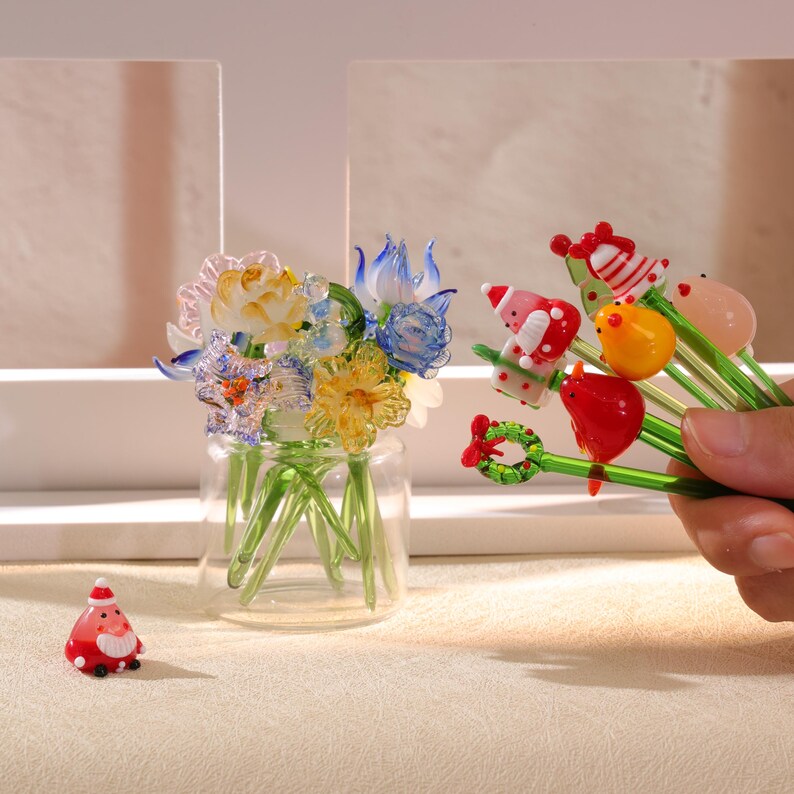 Glasblumen, handgefertigte Glassträuße, 6,35–7,62 cm