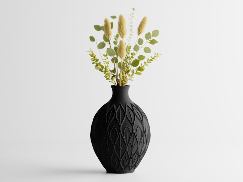 3D-gedruckte Vase, Blattmuster, PLA-Material, luftdicht, erhältlich in 3 Größen