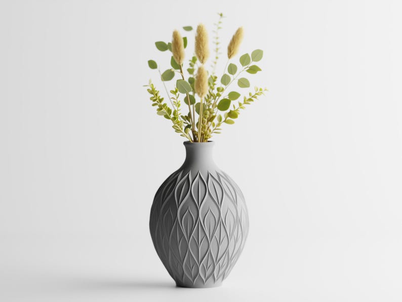 3D-gedruckte Vase, Blattmuster, PLA-Material, luftdicht, erhältlich in 3 Größen