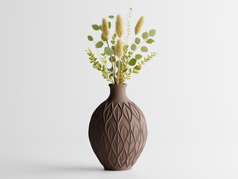 3D-gedruckte Vase, Blattmuster, PLA-Material, luftdicht, erhältlich in 3 Größen
